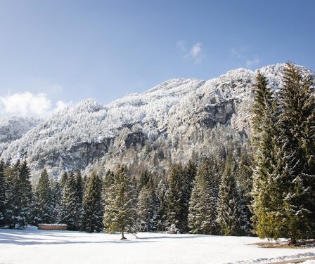 Blick auf eine Winterlandschaft auf dem Weg zum Pflegersee in GaPa | © GaPa Tourismus GmbH/Roadtrip the World