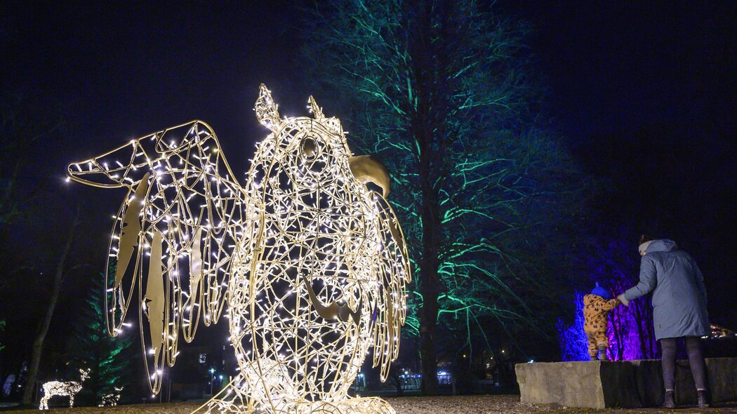 Blick auf Winter im Park Lichtinstallationen | © GaPa Tourismus GmbH/Philipp Gülland